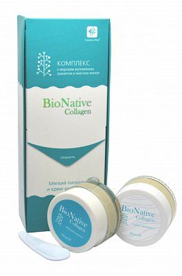 BioNative Collagen мягкий пилинг, 20 мл + крем-коллаген, 20 мл