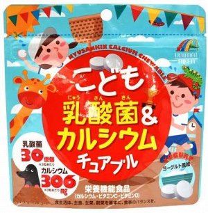 UNIMAT RIKEN Lactic Acid Bacterium Calcium Chewable Tablet For Kids - жевательные таблетки с кальцием и лактобактериями