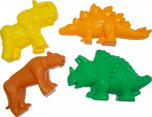 Формочки (тигр + мамонт + динозавр №1 + динозавр №2) 20х12,5х9,5 см.36