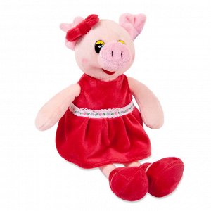 Свинка в красном платье, 16 см игрушка мягкая902