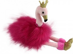 Фламинго розовый с золотыми лапками и клювом, 15 см игрушка мягкая7506