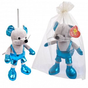 Мышка в синем костюме, 15 см игрушка мягкая с подвесом в подарочном мешочке40