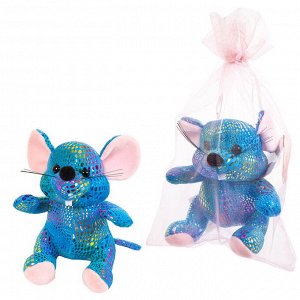 Мышка синяя, 13 см игрушка мягкая в подарочном мешочке2