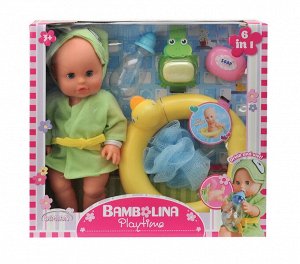 Кукла DIMIAN Bambolina PlayTime Пупс с аксессуарами для купания, (бутылочка, круг для плавания, игрушка, мочалка), 30см2