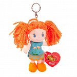 Кукла ABtoys Мягкое сердце, рыжая в глубом платье, на брелке, мягконабивная, 15 см