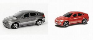 344002S Машинка металлическая Uni-Fortune RMZ City 1:64 BMW X6, без механизмов, 2 цвета (красный, серый), 9 x 4.2 x 4 см, 36шт в дисплейной коробке