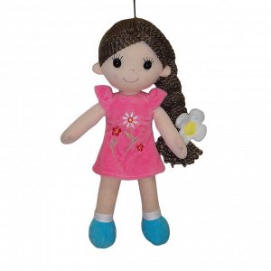 M6051 Кукла ABtoys Мягкое сердце, мягконабивная с косичкой в розовом платье, 33 см