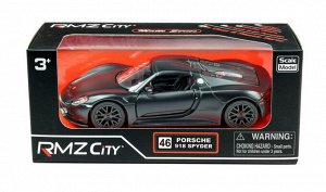 554030M Машинка металлическая Uni-Fortune RMZ City 1:32 Porsche 918 Spyder, инерционная, черный матовый цвет