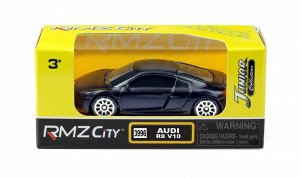 344996SM Машинка металлическая Uni-Fortune RMZ City 1:64 Audi R8 V10, без механизмов, черный матовый цвет