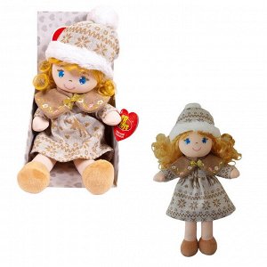 Кукла ABtoys Мягкое сердце, мягконабивная, в бежевой шапочке и фетровом платье, 36 см, в открытой коробке331