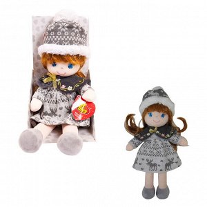 M6057 Кукла ABtoys Мягкое сердце, мягконабивная, в серой шапочке и фетровом платье, 36 см, в открытой коробке