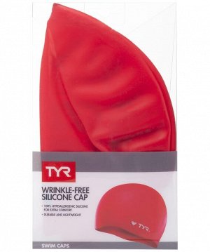 Шапочка для плавания Wrinkle Free Silicone Cap, силикон, LCS/610, красный