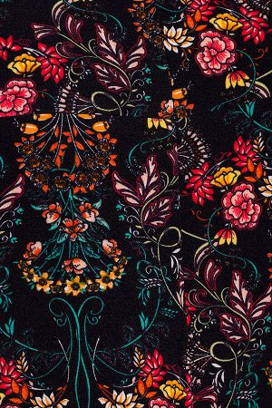 Платье 426 "Орландо цветное", черный фон/мелкие цветы