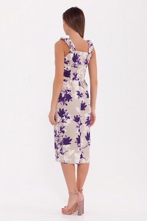 Платье 818 Фиолетовые тюльпаны/Бежевый