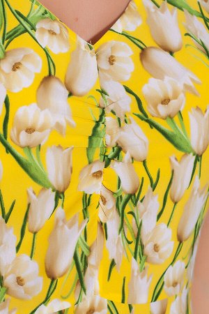 Платье 443 "Шифон", желтый/тюльпаны