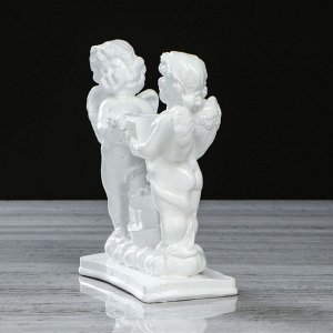 Сувенир "Пара ангелов с подсвечником", 18 см, белый