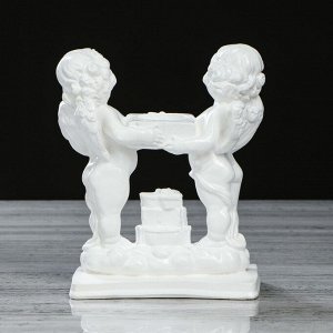 Сувенир "Пара ангелов с подсвечником", 18 см, белый