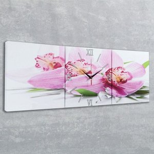 Часы настенные модульные «Сиреневые орхидеи», 35 х 110 см