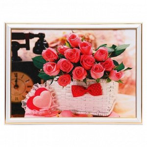 Картина "Корзинка с розами" 25х35 см (28х38см)