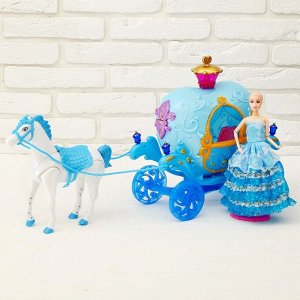 Карета для кукол «Сказка» с куклой, лошадка ходит, световые и звуковые эффекты
