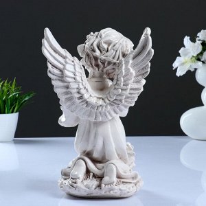 Фигура «Ангел с чашей цветов» состаренный 18х19х31см