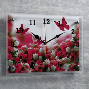 Часы настенные, серия: Цветы, "Цветы и бабочки", 25х35 см