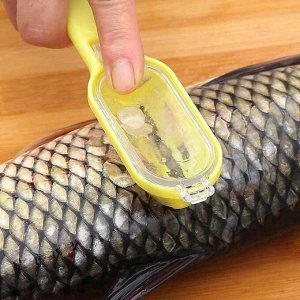 Нож для чистки рыбы с контейнером для чешуи и пластиковым скребком