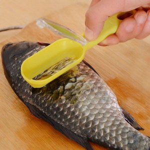 Нож для чистки рыбы с контейнером для чешуи и пластиковым скребком