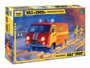 Сборная модель ZVEZDA Автомобиль пожарной служба УАЗ 3909 1/43