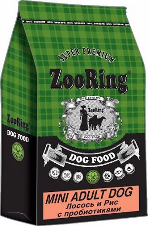 ZR Mini Adult Dog  ЛОСОСЬ+РИС  10 кг. c пробиотиками для собак мини пород.