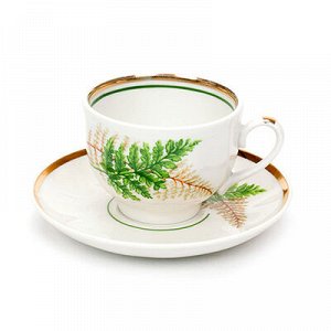 Сервиз чайный фарфоровый "Папоротник" 20 предметов на 6 персон, форма "Гранатовый" (Россия)