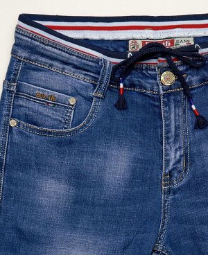 . Синий;
   Стильные, молодежные шорты с застежкой на молнию и пуговицу, изготовлены из качественной джинсовой ткани, верх шорт выполнен оригинальным эластичным материалом.
Состав: Верх 95 % - хлопок