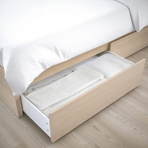 МАЛЬМ Каркас кровати+2 кроватных ящика, дубовый шпон, беленый, 180x200 см