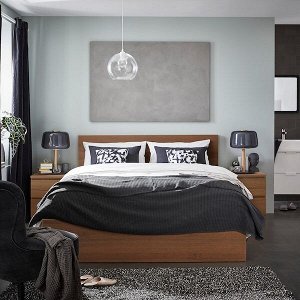МАЛЬМ Каркас кровати, коричневая морилка ясеневый шпон, 180x200 см