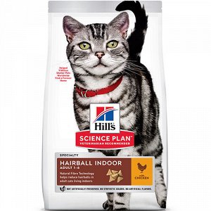 Hill's SP Feline Adult Hairball Indoor д/кош домашних/вывод шерсти Курица 300гр 5285Y (1/6)