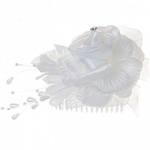 Гребень Гребень белый с украшением из тканиМатериал:пластикРазмер:11*8см.