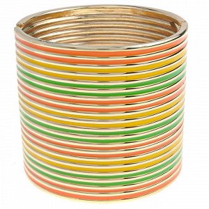 Браслет браслет оранжево-зелёный с эмальюМатериал:бижутерный гипоаллергенный сплав с гальваническим покрытием под золотоРазмер:ширина 6см., высота 6см.