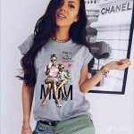 Футболка Женская 1201 &quot;Мама с Дочкой&quot; Серая