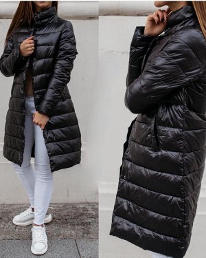 Куртка Женская 15001 "Удлиненная Однотонная №2" Черная