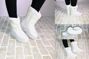 Обувь женская 2355017 Дутики "AD Лепесток Стразы" Белые