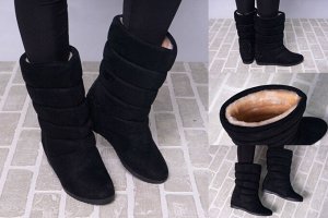 Обувь женская 0991 Дутики "На Скале Однотонные" Черные