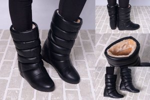 Обувь женская 0990 Дутики "На Скале Однотонные" Черные