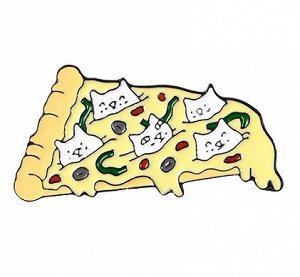 Брошь-значок «Пицца с котами»