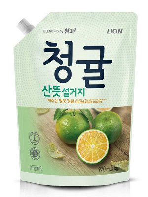 LION/ Концентрированное средство для мытья посуды Chamgreen Зеленый цитрус, мягкая уп, 970 мл📌