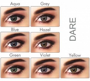 Перекрывающие цветные контактные линзы Adore Dare Aqua -7.0 ВС 8.6 (2 линзы)