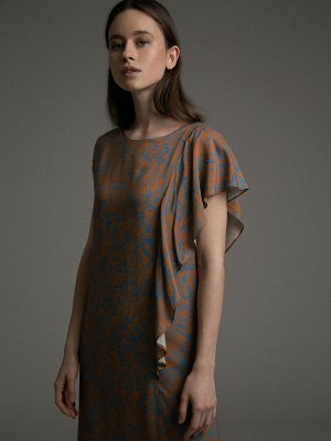 Платье с драпировкой PL1036/leaf