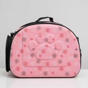 Складная сумка-переноска для кошек и собак с отдельным входом, материал EVA, 43,5 х 28 х 33 см, розовая
