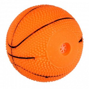 Игрушка пищащая малая "Мяч баскетбольный" 5,5 см, тёмно-коричневая