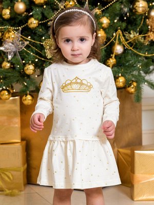 Молочное платье с золотой короной &quot;Балерина&quot; для девочки (20069)