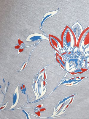 Женская домашняя 17108 сорочка "волшебный букет_i" Liza Volkova серого цвета с цветочным принтом